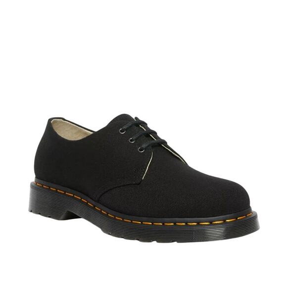 Dr. Martens 1461 Canvas Shoes Lug Sole Round Toe Black Unisex US M4/W5 UK 3 NEW - Picture 1 of 10